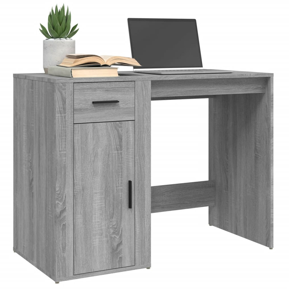 vidaXL Single Door Single Drawer Computer Desk Grey Sonoma Image 3
