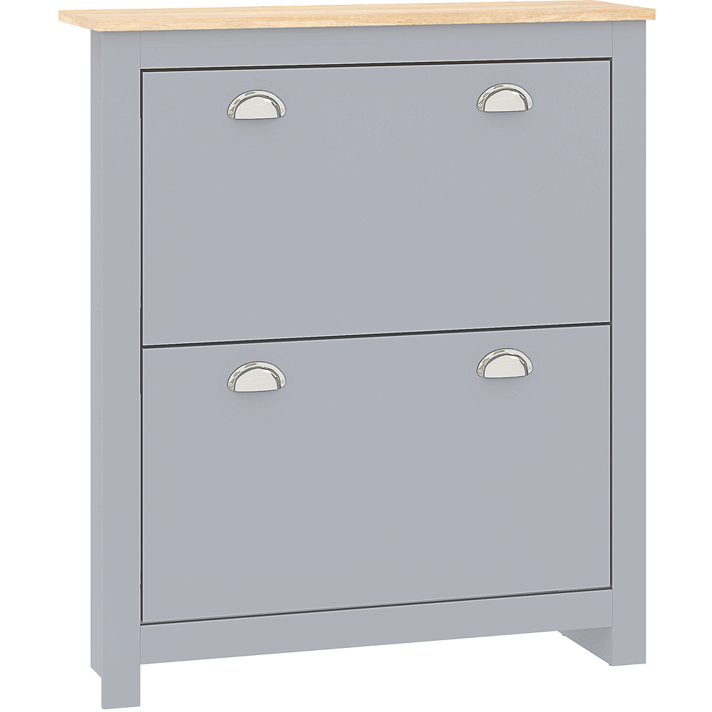 HOMCOM 2 Drawer Grey Flip Door Narrow Shoe Cabinet Image 2