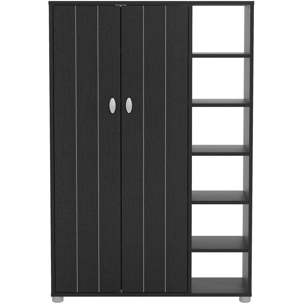 GFW Bideford Black Oak Tall Shoe Cabinet with Open Storage Image 3