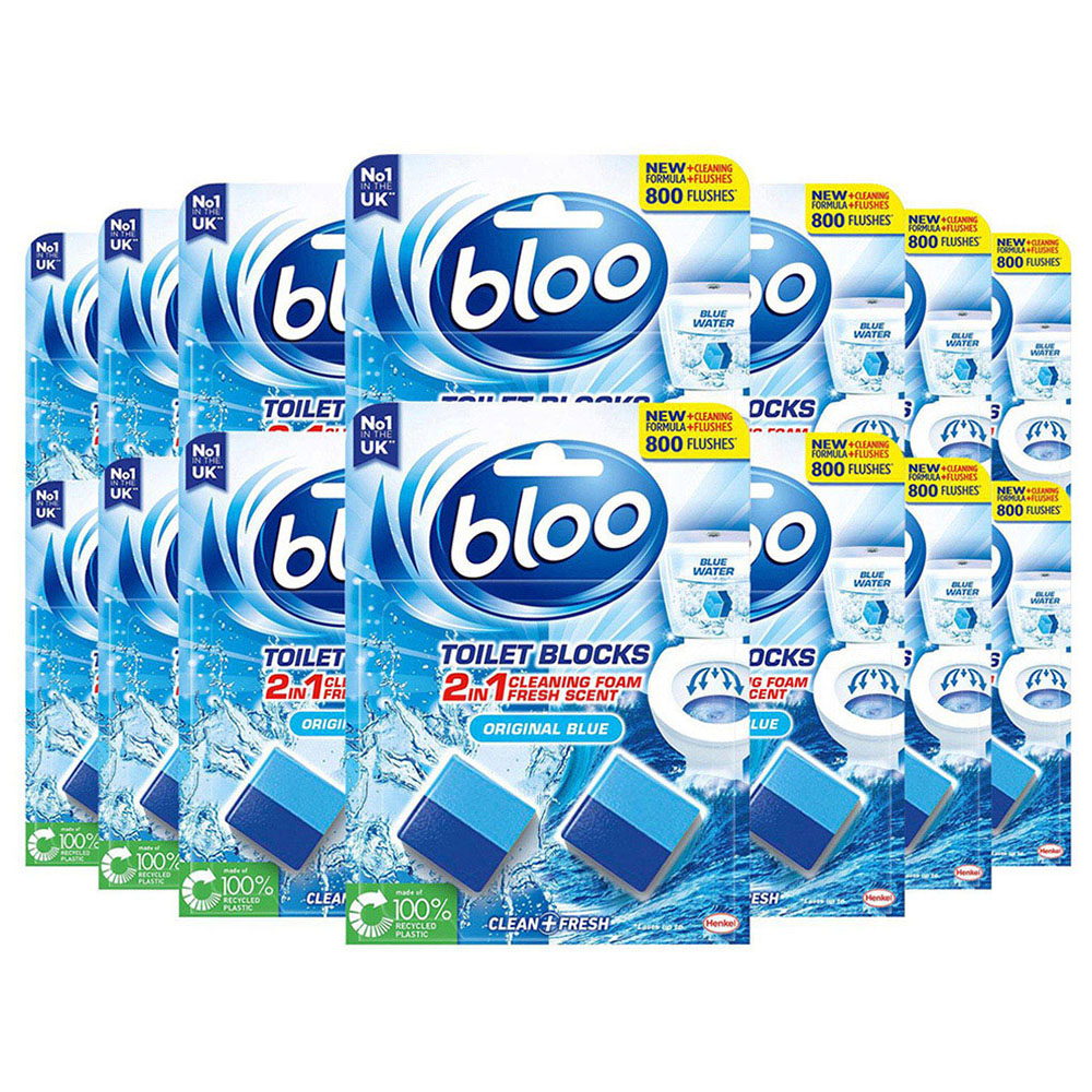 Bloo Clean+ Fresh 2 in 1 Original Blue Foam Toilet Rim Block 14 Pack Image 1