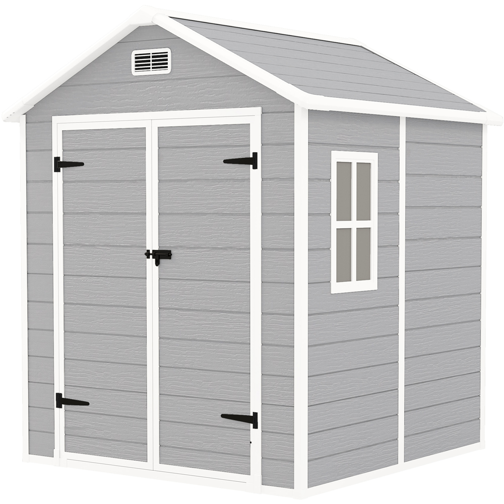 Outsunny 6 x 5ft Light Grey Resin Apex Garden Shed Image 1