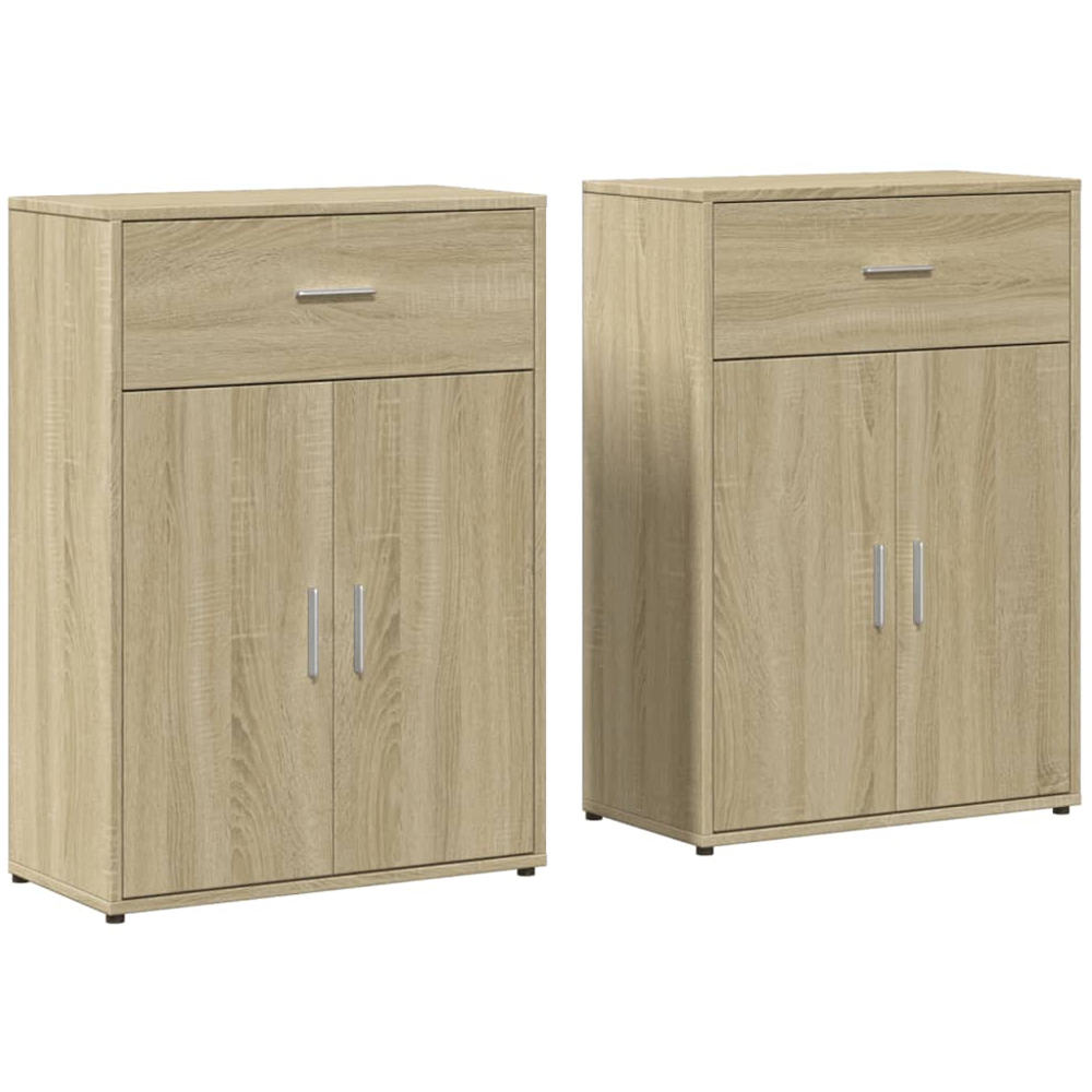 vidaXL 2 Door Single Drawer Sonoma Oak Sideboard Set of 2 Image 2