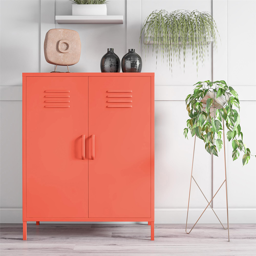 Novogratz Cache 2 Door Orange Metal Locker Storage Cabinet Image 8