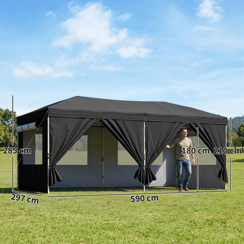 Outsunny 3 x 6m Black Pop Up Gazebo Image 8