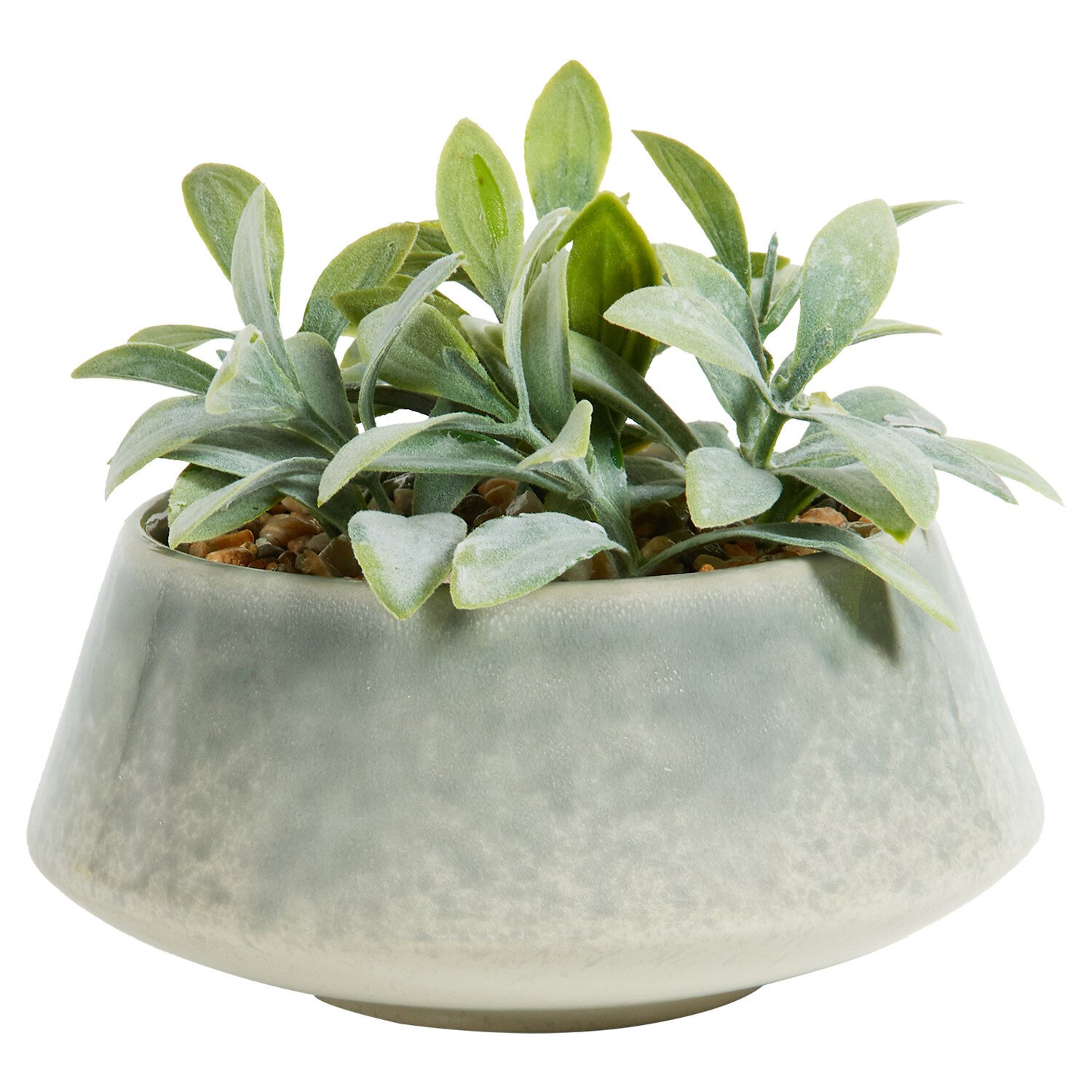 Faux Senecio in Reactive Glaze Pot - Green Image 2