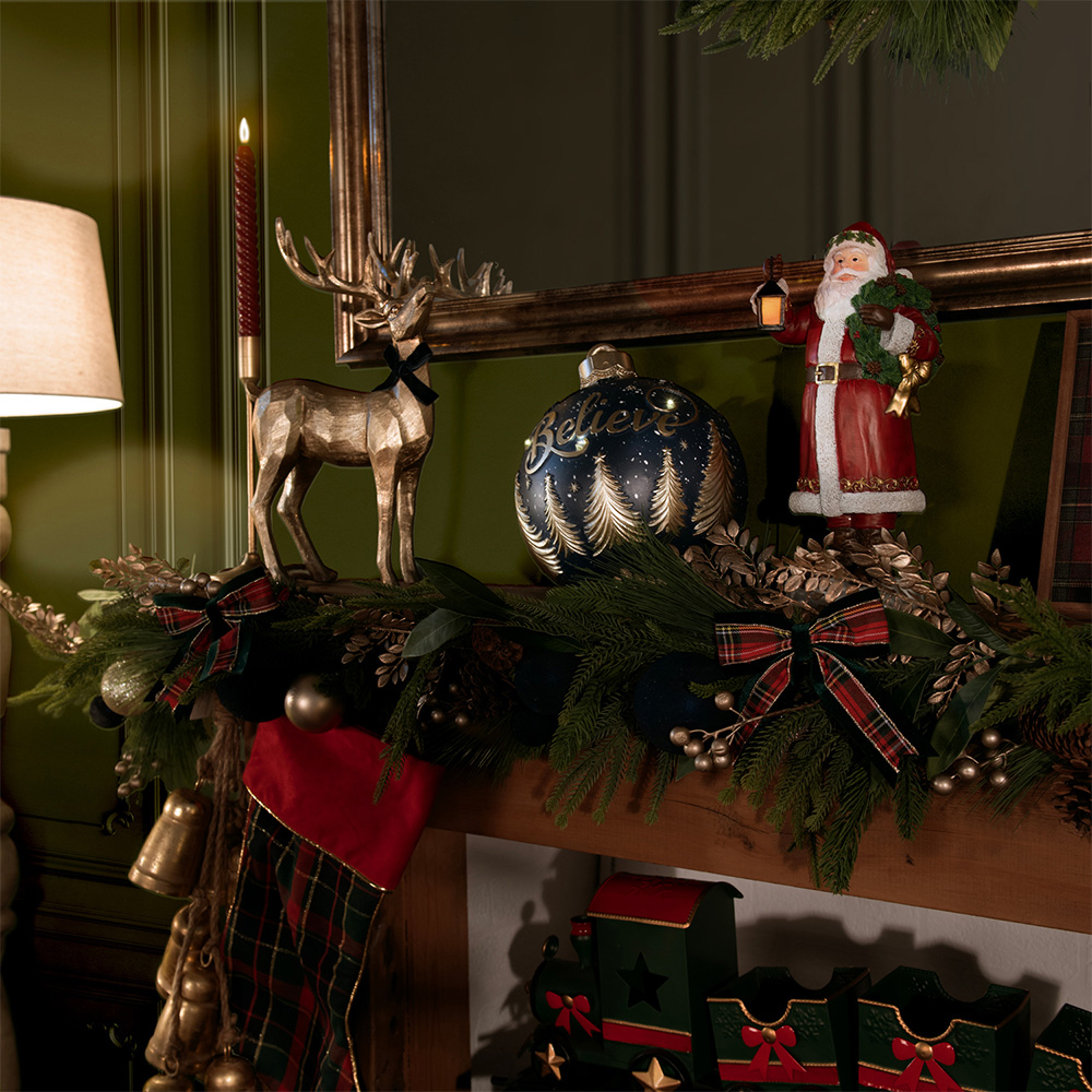 Antique Reindeer with Bow Ornament Gold Image 2
