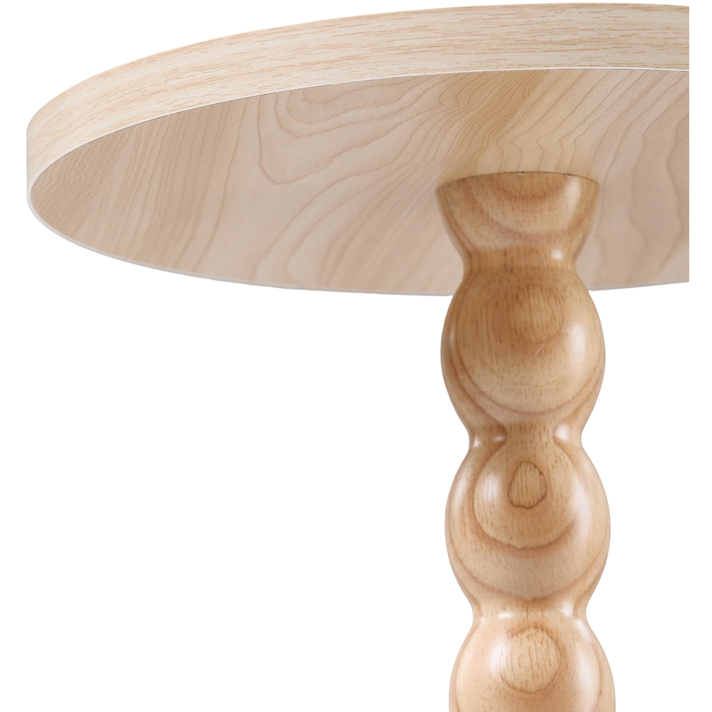 Living and Home Natural Round Spindle Pedestal Side Table Image 5