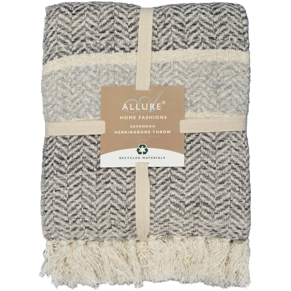 Allure Home Fashions Herringbone Grey Throw Blanket 125 x 150cm Image 1