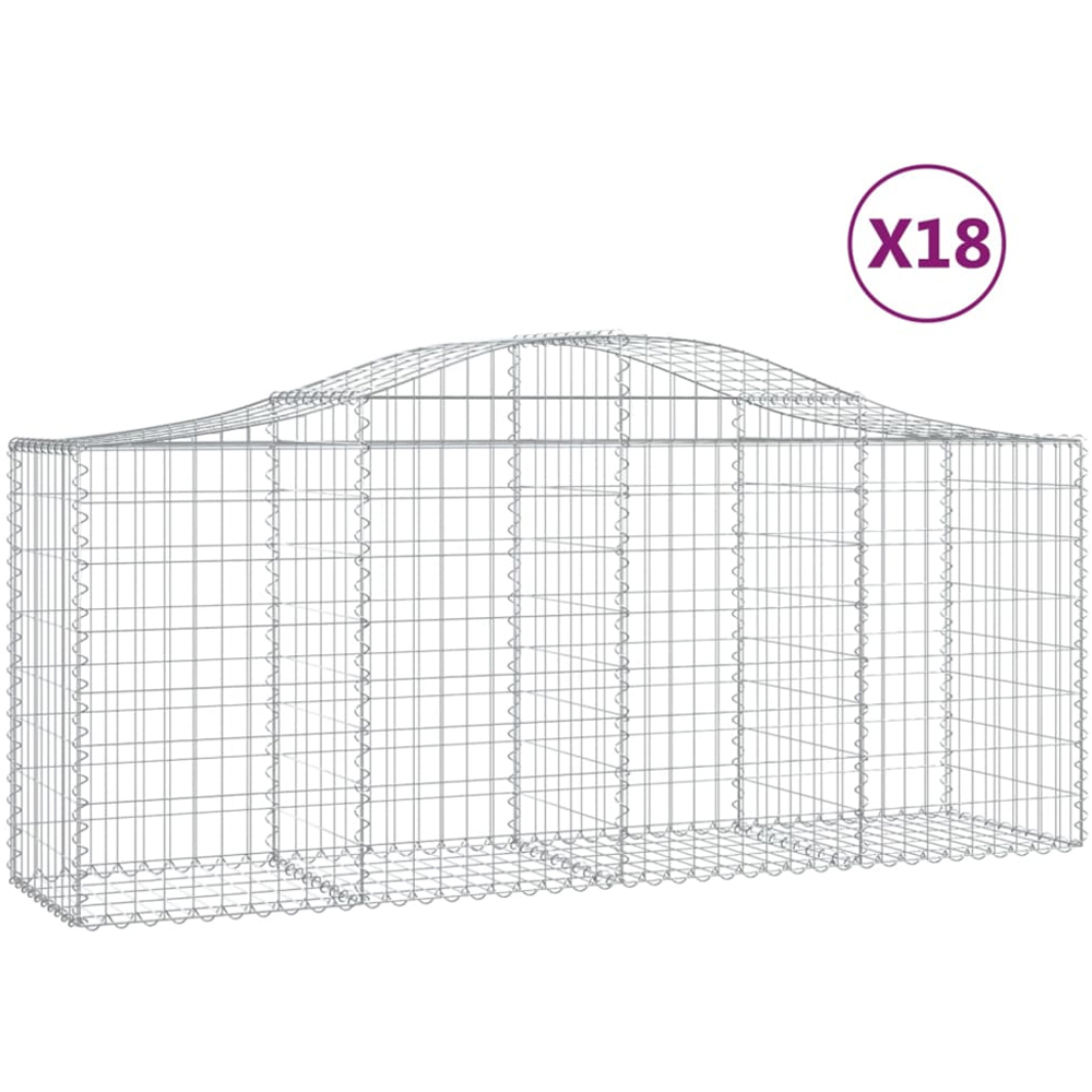 vidaXL Silver Galvanised Iron Gabion Basket 200 x 50 x 80/100cm 18 Pack Image 4