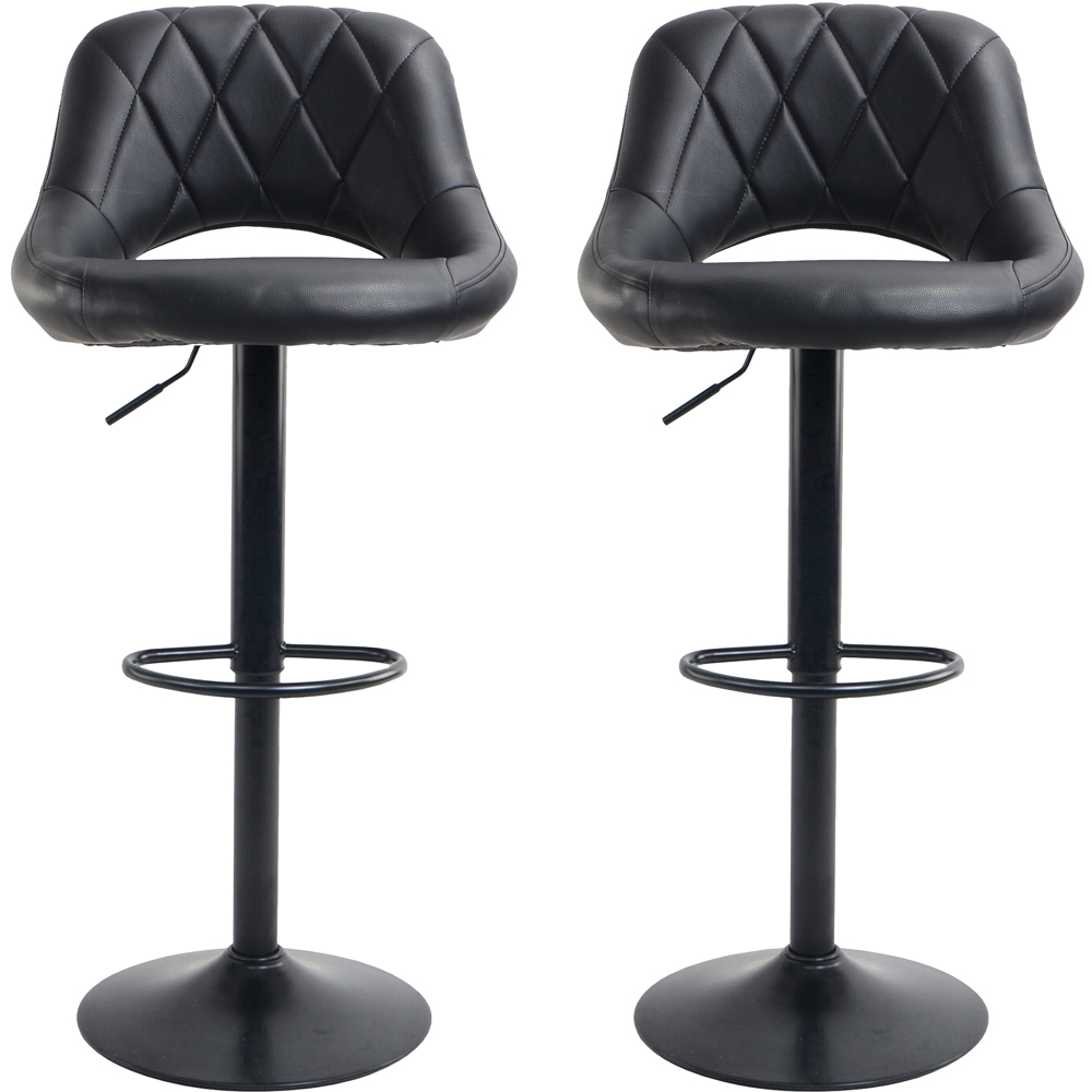 Neo Milan Set of 2 Black Leather Bar Stools Image 2