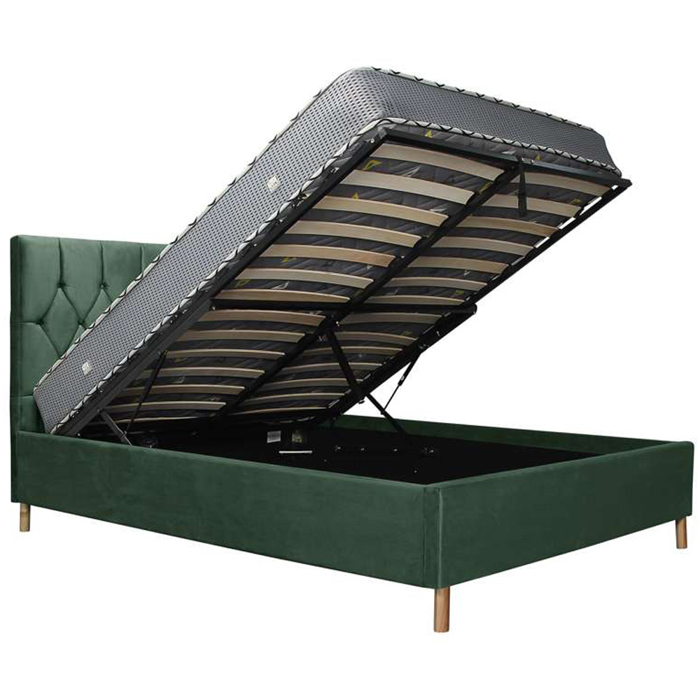 Loxley Double Green Fabric Ottoman Bed Image 4