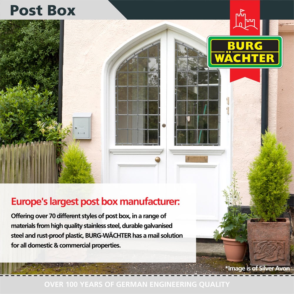 Burg-Wachter Avon Red Galvanised Steel Wall Mounted Top Opening Lockable Post Box 30 x 21 x 7cm Image 5
