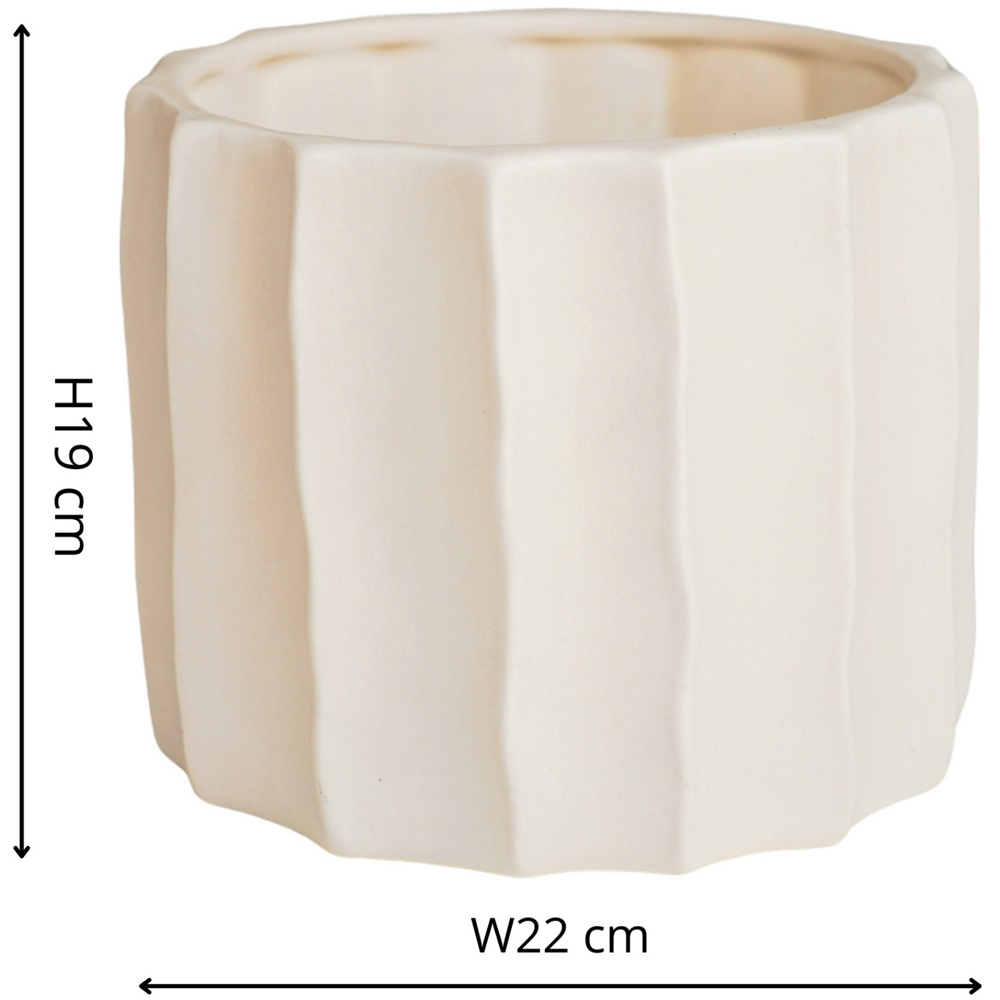 Ivyline Kew Cream Ceramic Organic Ripple Bone Matt Satin Glaze Indoor Planter 22cm Image 5
