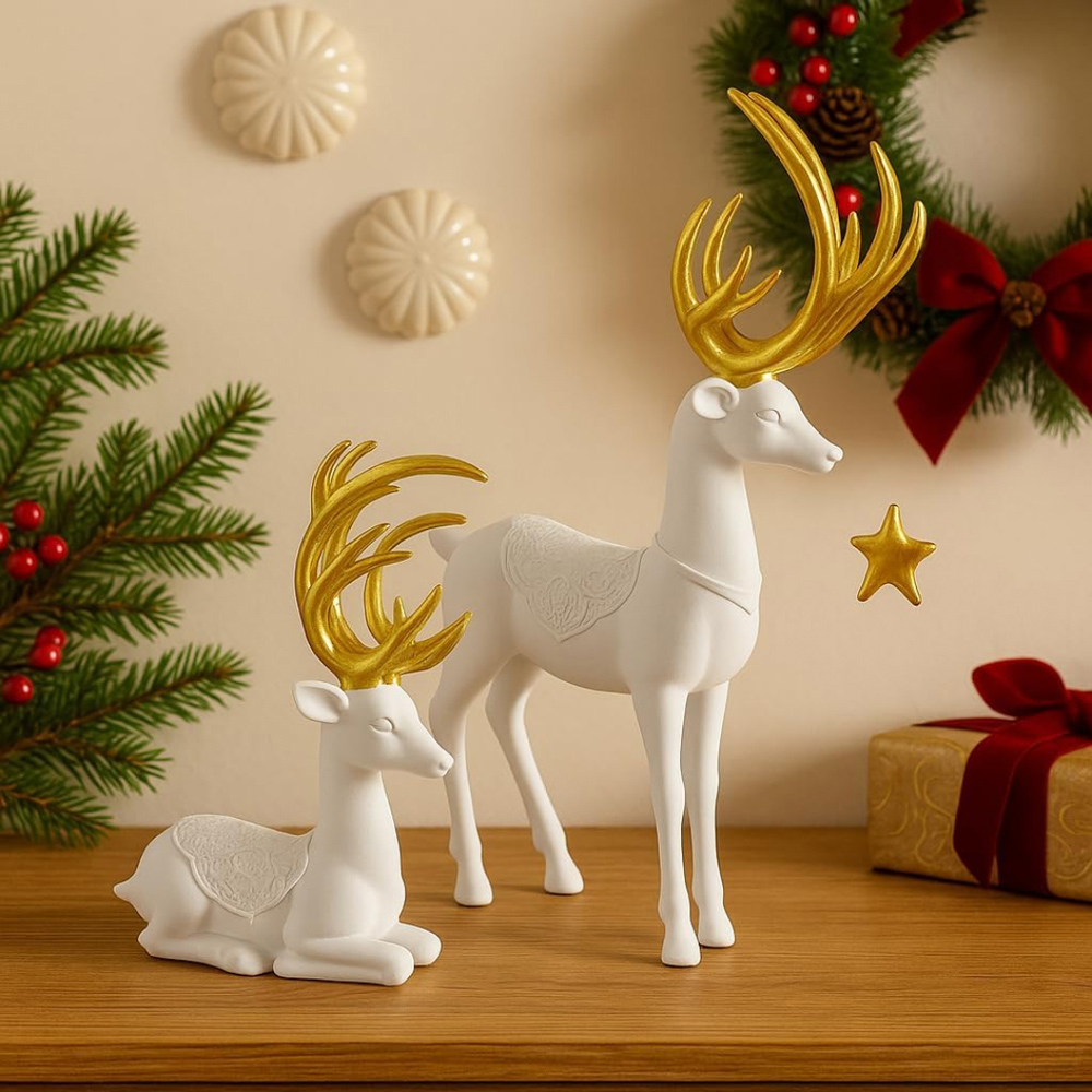 Marco Paul 2 Piece Standing and Sitting Reindeers Christmas Decorations Set Image 3