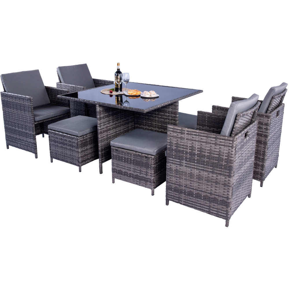 Outdoor Living Milano 8 Seater Grey Rattan Cube Dining Set Image 3