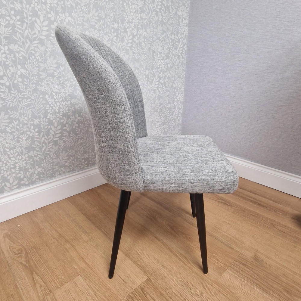 Kosy Koala Set of 4 Grey Woven Fabric Dining Chairs with Black Metal Legs Image 3