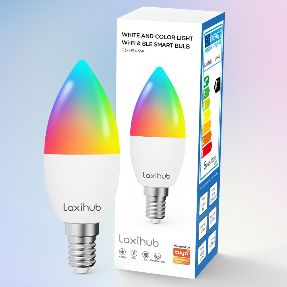 Laxihub E14 Multicolour Wi-Fi and Bluetooth 5W 6500K LED Bulb Image 2