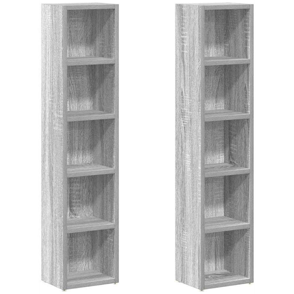 vidaXL 5 Shelf Grey Sonoma CD Cabinet Image 2