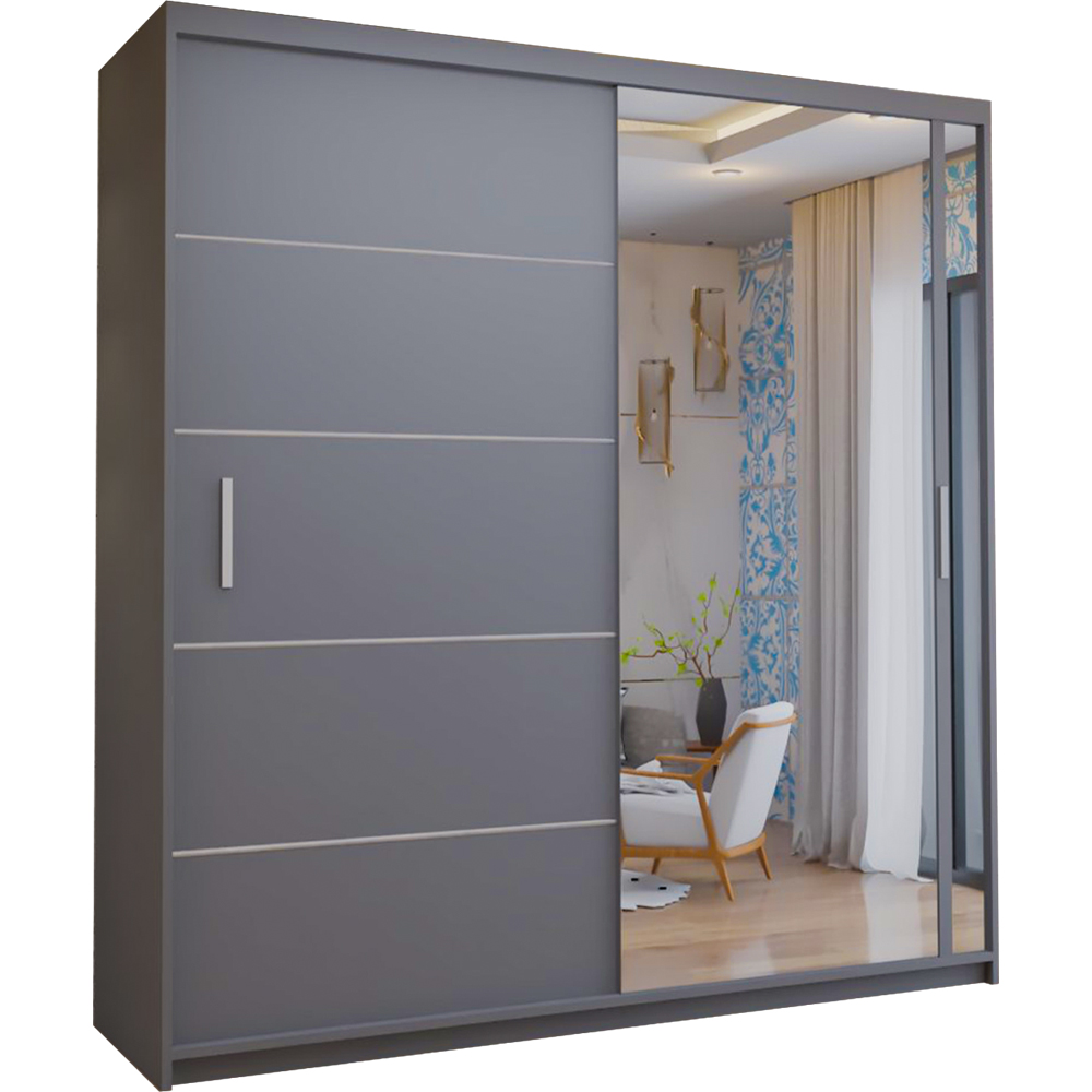 M N Furniture Venece 2 Door Grey Mirrored Sliding Wardrobe 180cm Image 2