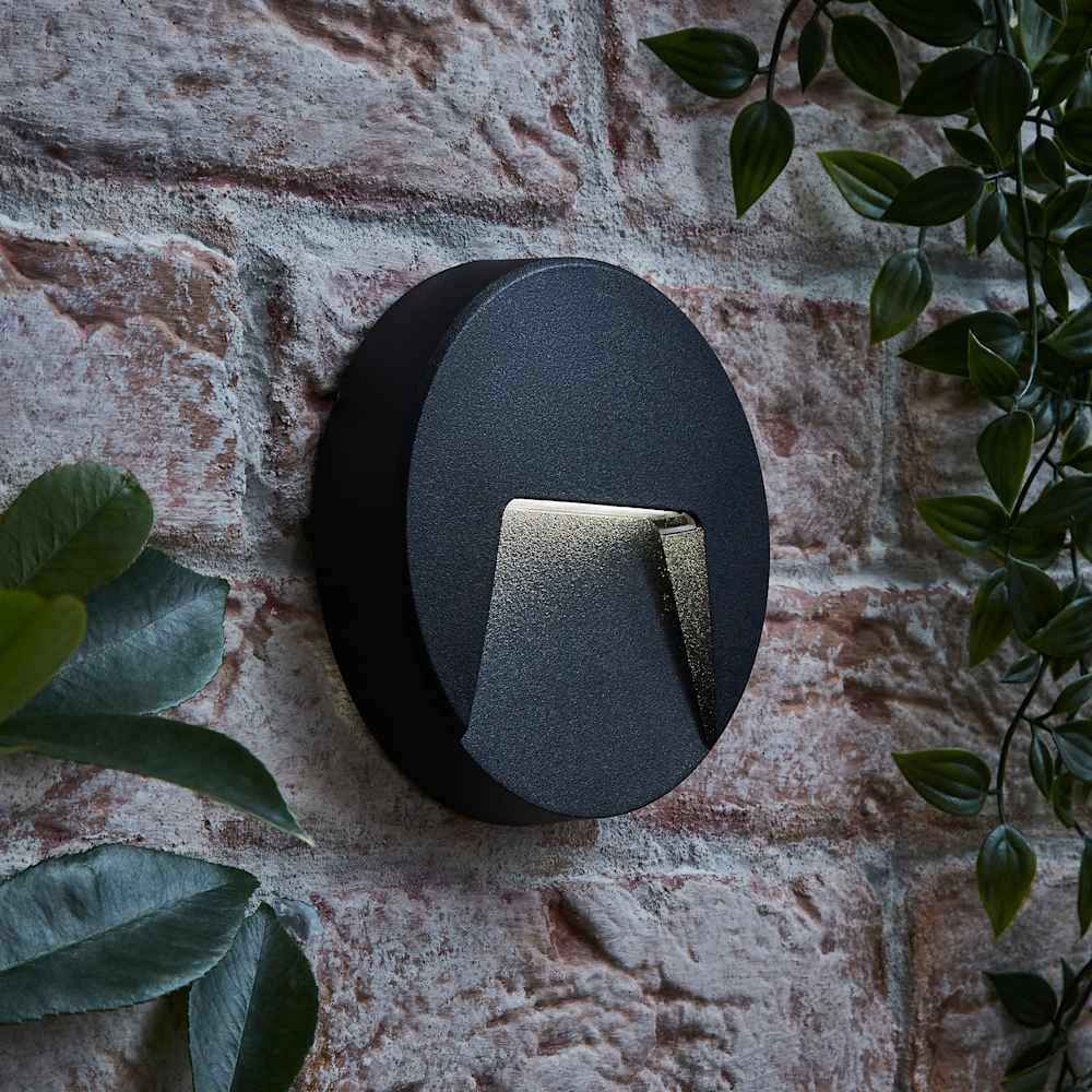 ValueLights Sam Matte Black Circle LED Outdoor Wall Light Image 7