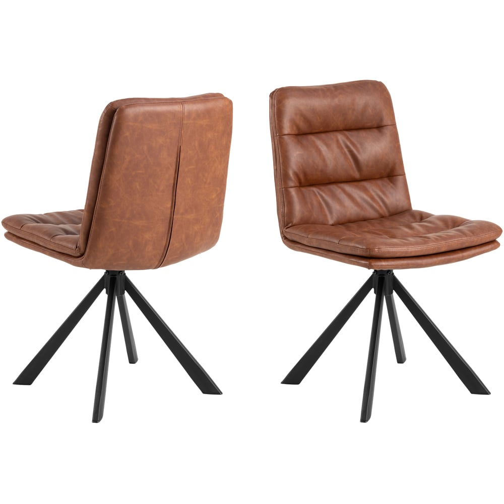 Florence Dean Brandy PU Swivel Dining Chair Set of 2 Image 2