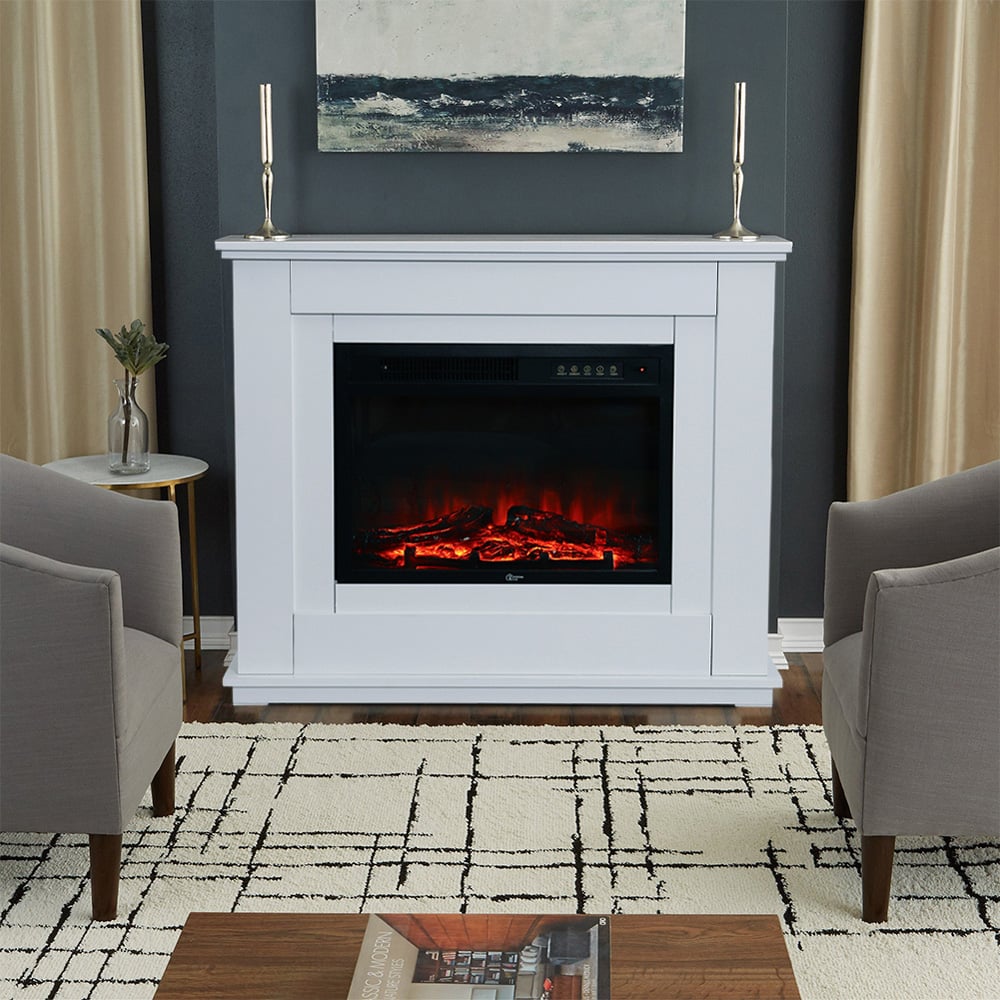 Living and Home Matt White Electric Fireplace Image 6