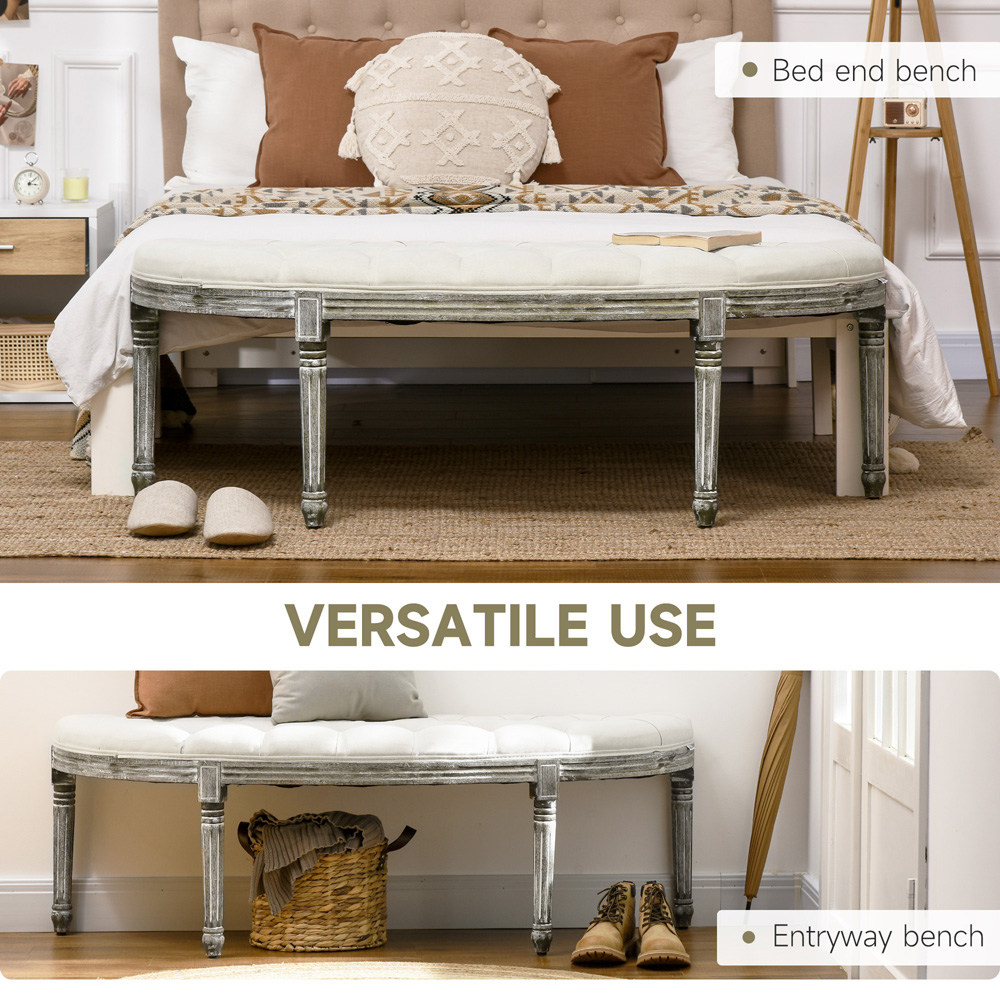 Portland Cream White Half-Circle Bench Image 6