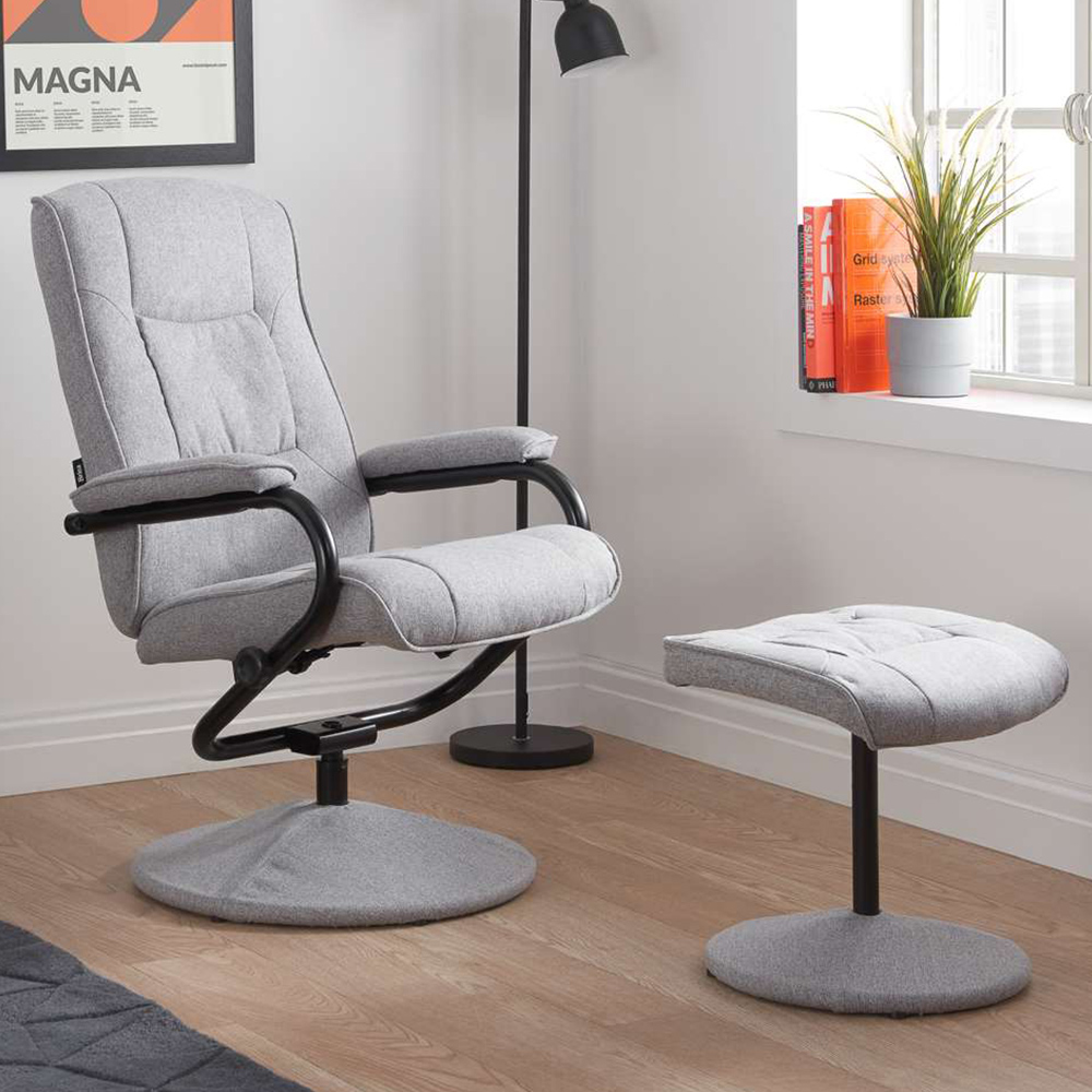 Memphis Grey Swivel Chair with Footstool Image 1