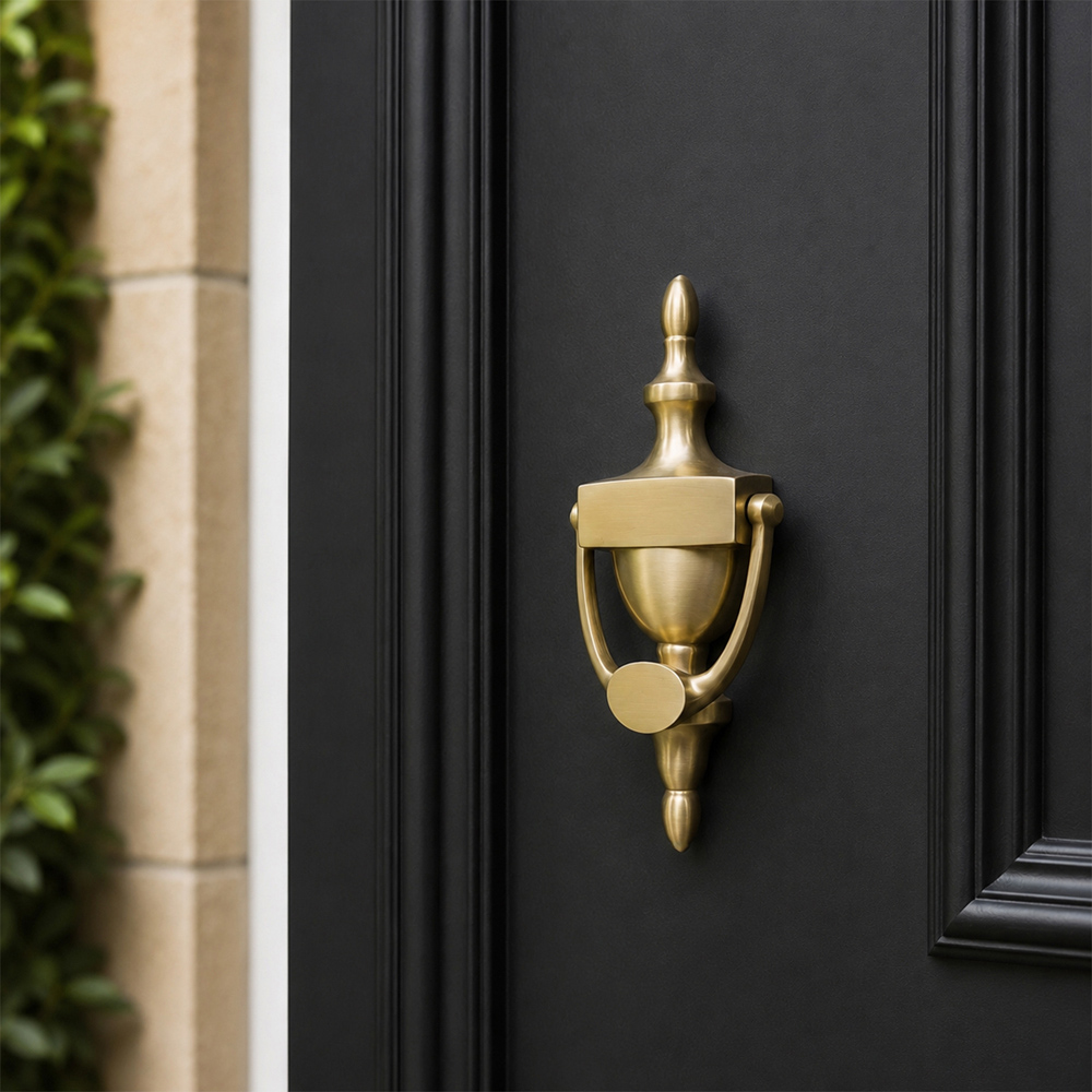 Spira Brass Satin Brass Victorian Large Door Knocker Image 2
