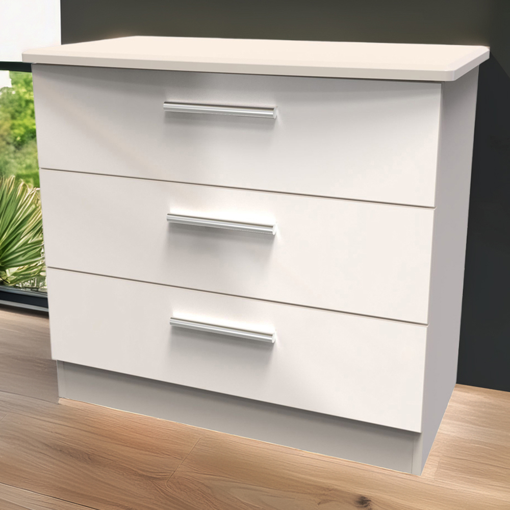 Crowndale Knightsbridge 3 Drawer Kashmir Gloss Chest of Drawers Ready Assembled Image 1