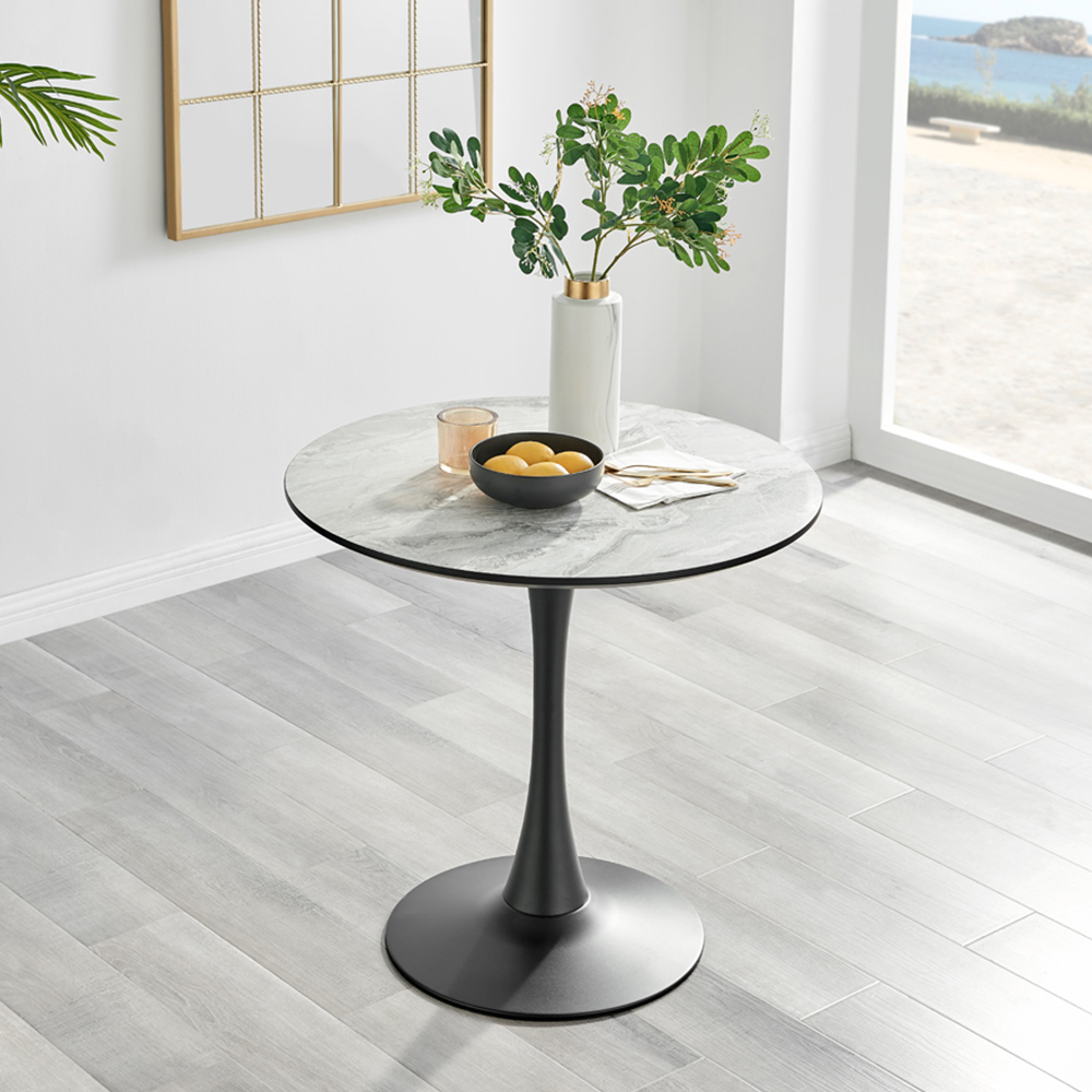 Furniturebox Elissa 2 Seater Round Dining Table White Marble Effect Image 7