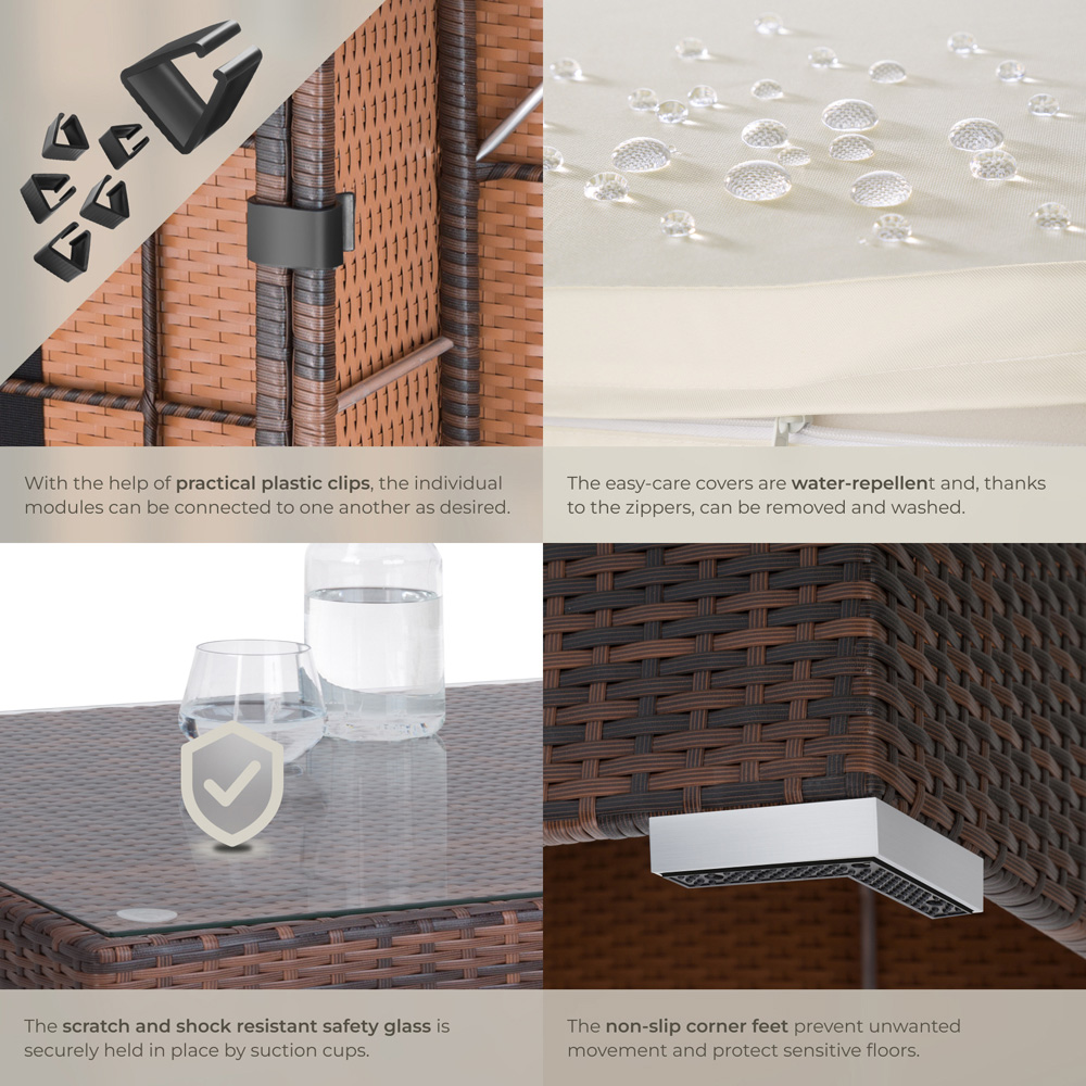 tectake Marbella 7 Seater Mixed Brown Rattan Garden Corner Lounge Set Image 5