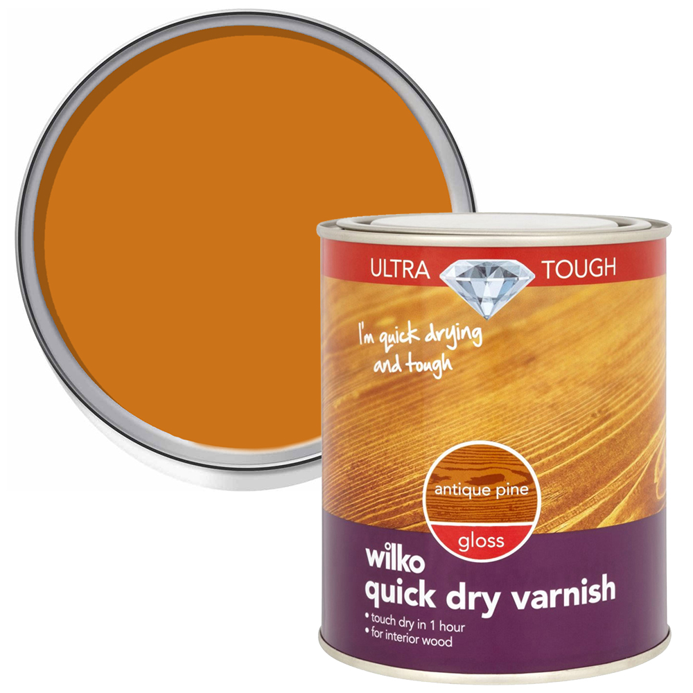 Wilko Ultra Tough Quick Dry Antique Pine Gloss Varnish 750ml Image 1