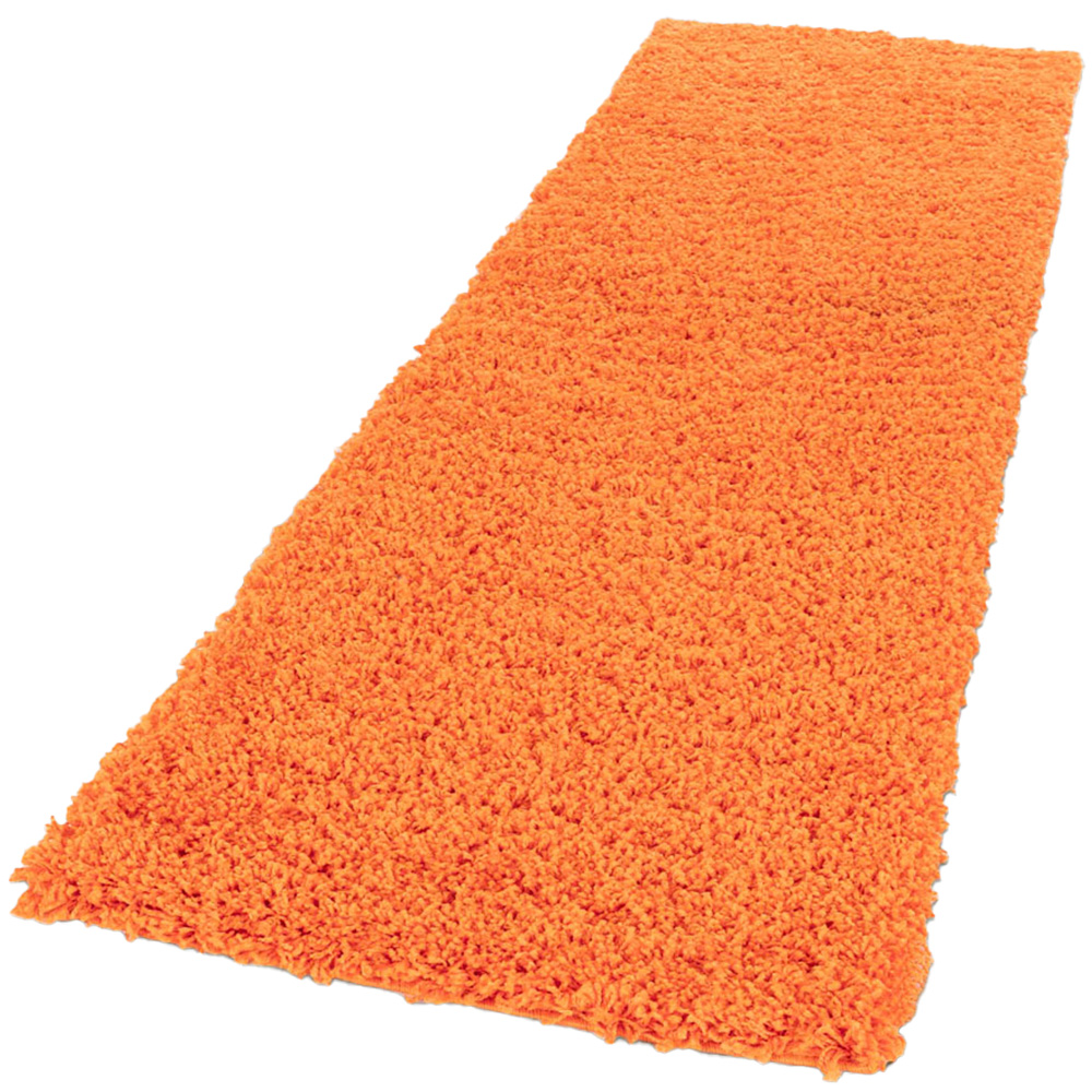 Desire Rugs Oxford Orange Plain Shaggy Runner Rug 60 x 220cm Image 1