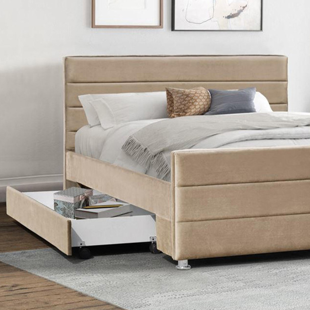 Brooklyn King Size Brown Brushed Velvet Upholstered Bed Frame Image 2