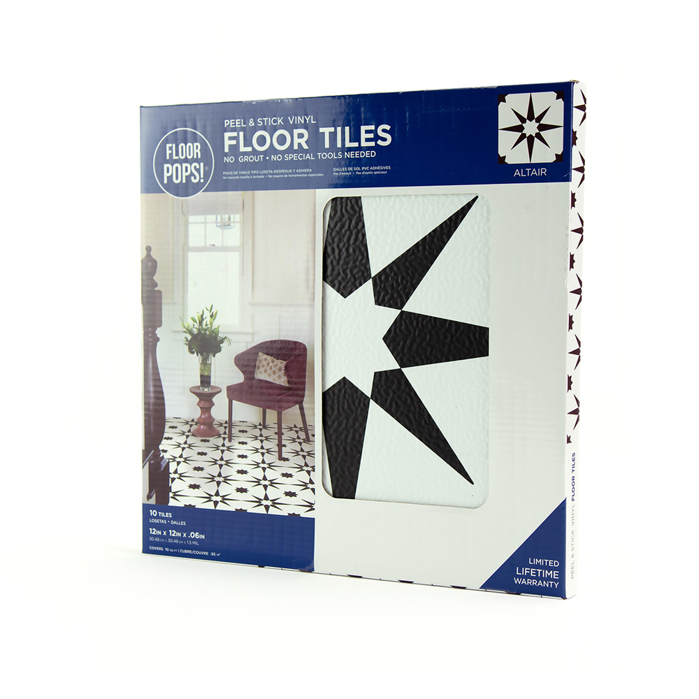 Floorpops Altair Black Peel and Stick Floor Tile 30.48 x 30.48cm 10 Pack Image 4