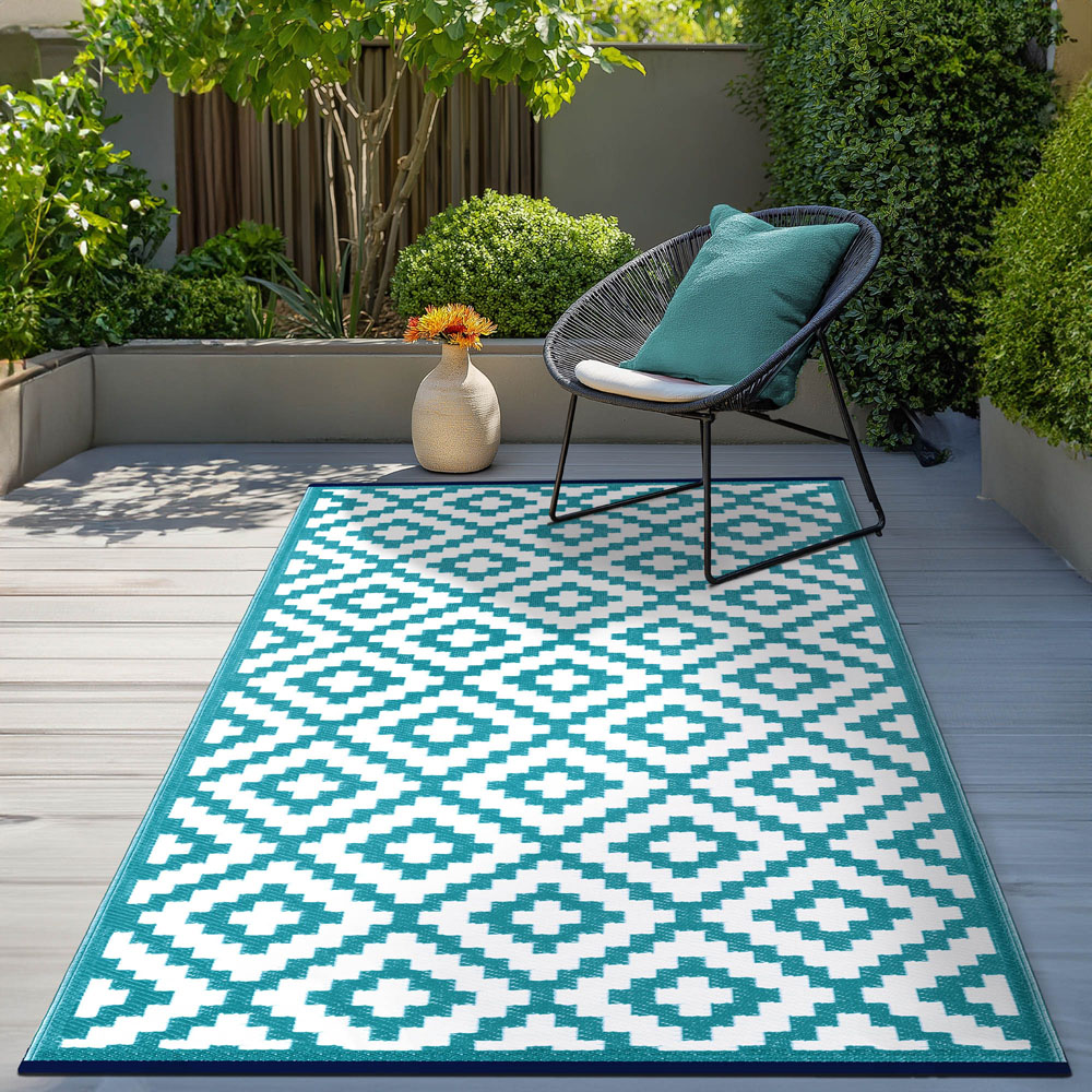 Green Decore Nirvana Teal Blue and White Outdoor Rug 120 x 180cm Image 6
