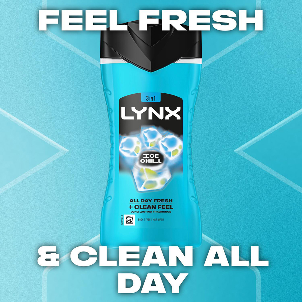 Lynx Ice Chill 12H Refreshing Fragrance Men's Shower Gel 225ml 36 Pack Image 2