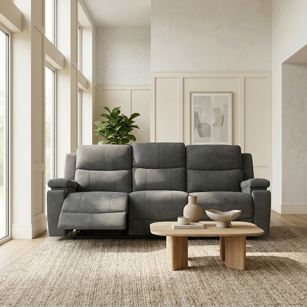 Ledbury 3 Seater Dark Grey Fabric Manual Recliner Sofa Image 3