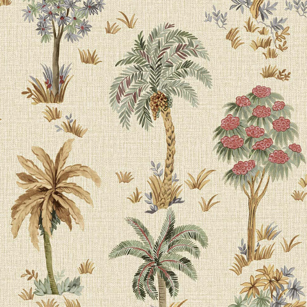 Belgravia Decor Zambaiti Parati Marrakech Tree Cream and Multicolour Wallpaper Image 1