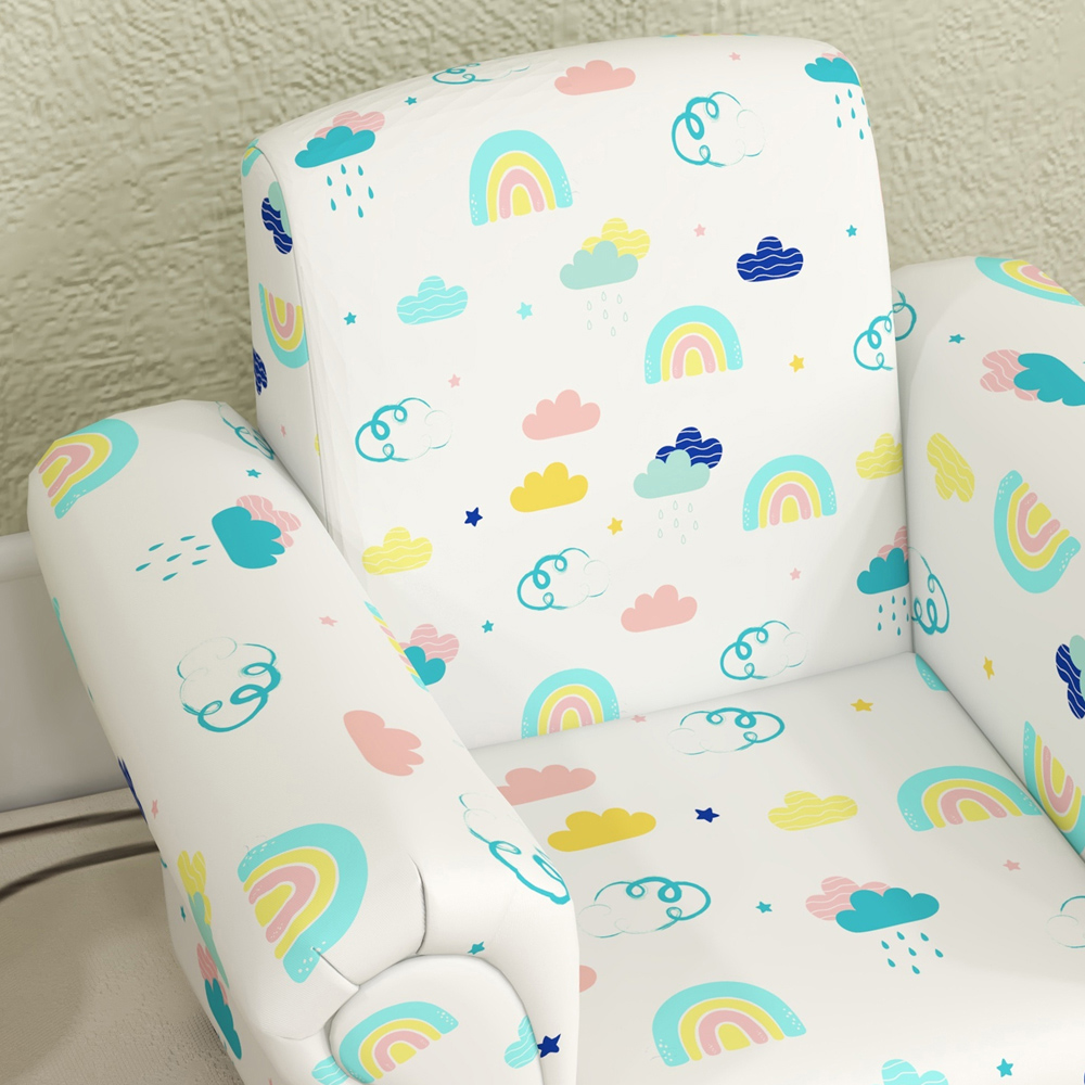 AIYAPLAY White Cloud Design Kids Armchair with Footrest Image 3