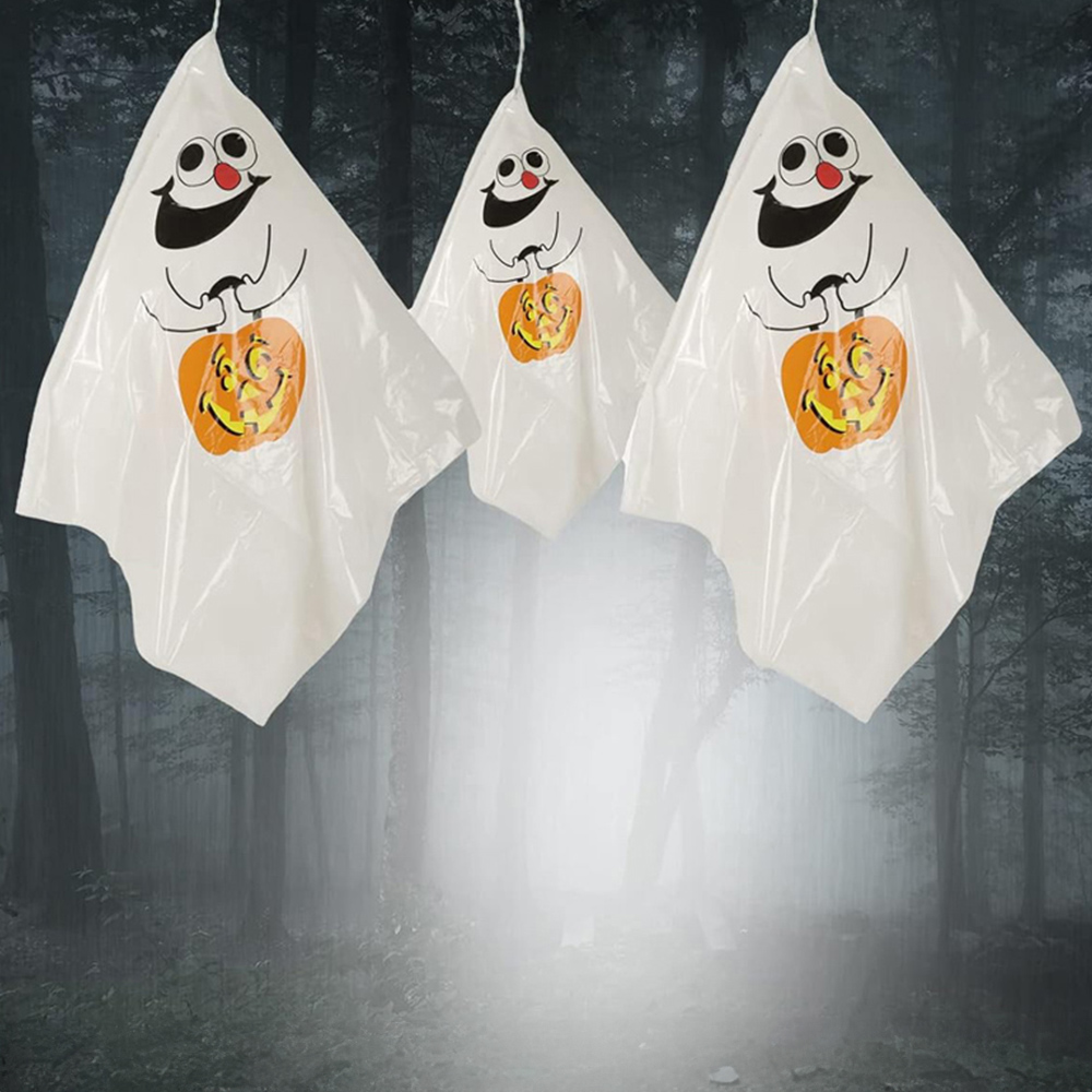 Shatchi Halloween White Hanging Ghost Decoration 3 Pack Image 5