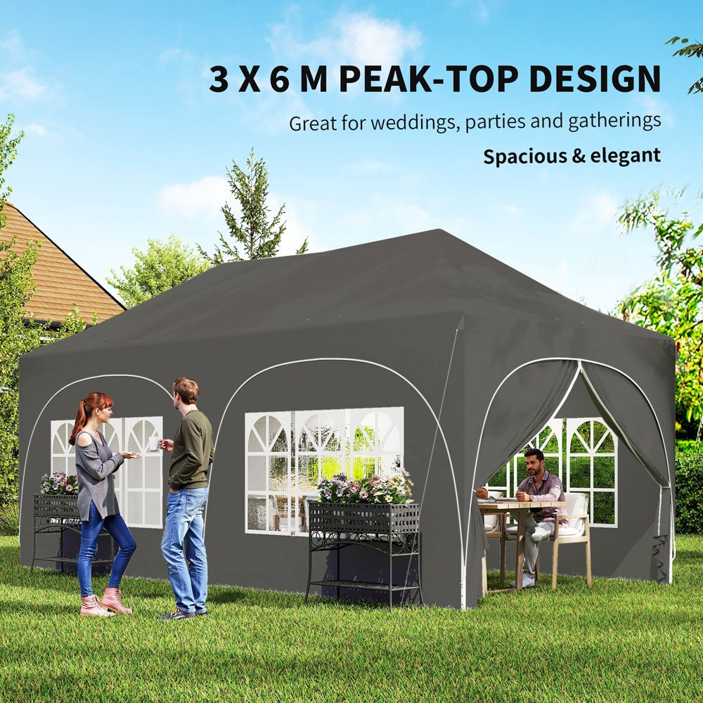 Outsunny 3 x 6m Grey Pop Up Gazebo with Detachable Sidewalls Image 4