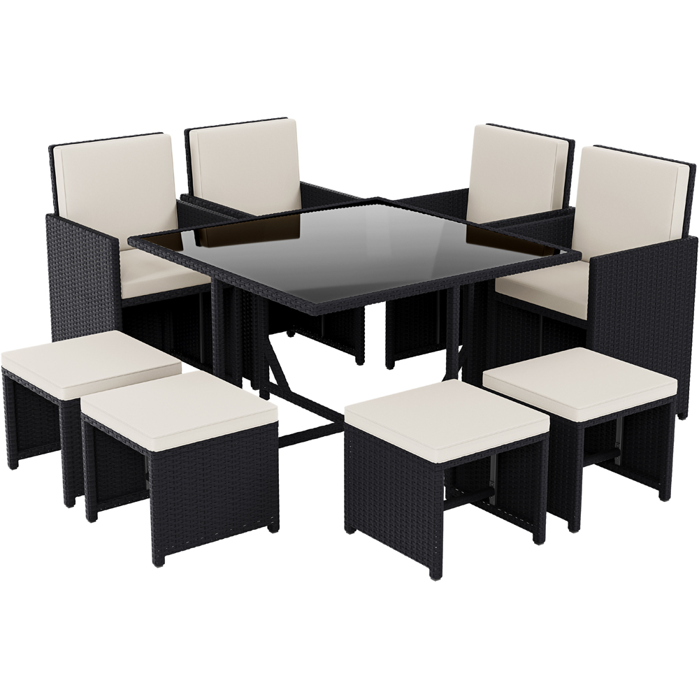 GARDEN VIDA Cuba 8 Seater Black PE Rattan Garden Dining Set with Cover Image 2