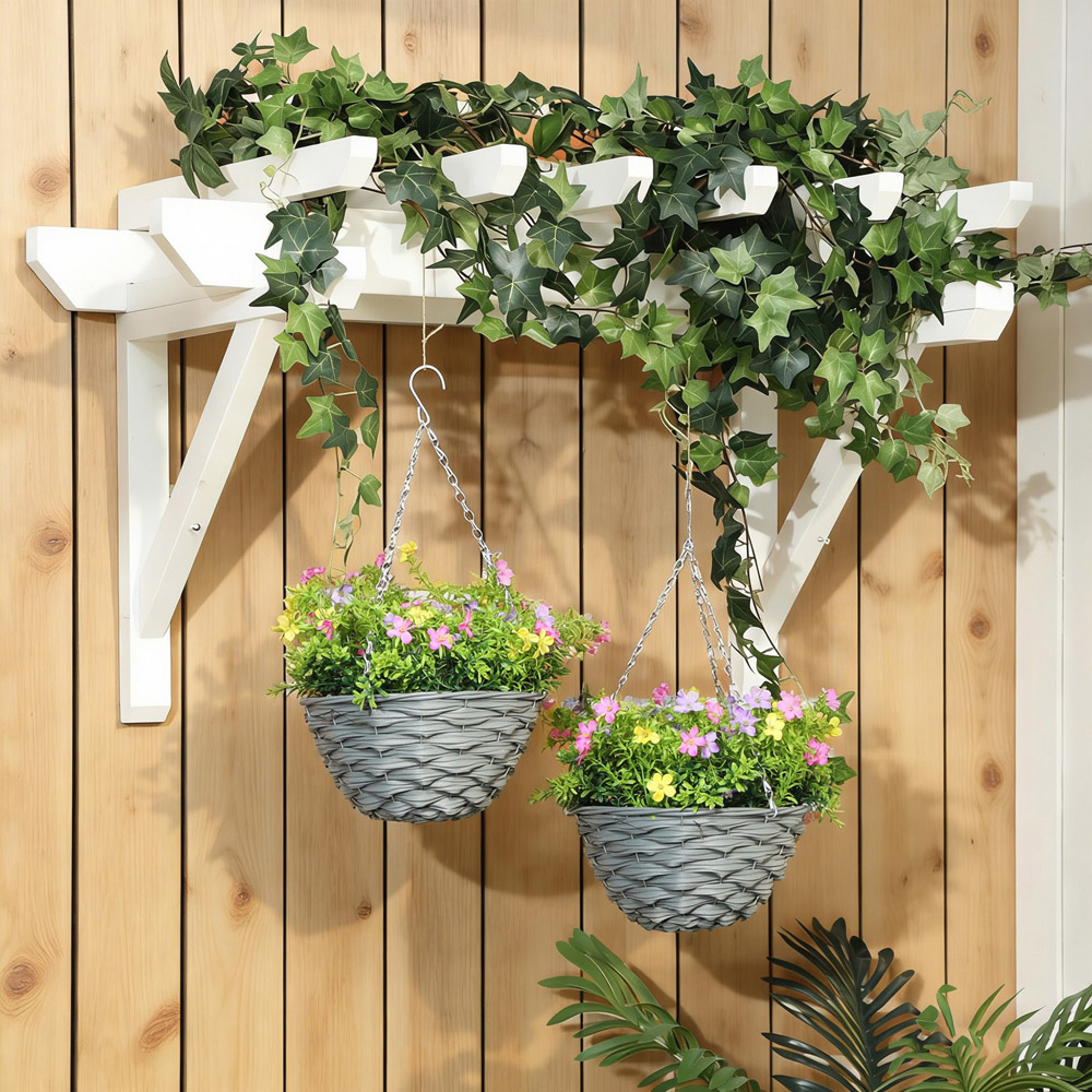 Portland Artificial Cosmos Flowers Hanging Planter with Basket 2 Pack Image 7