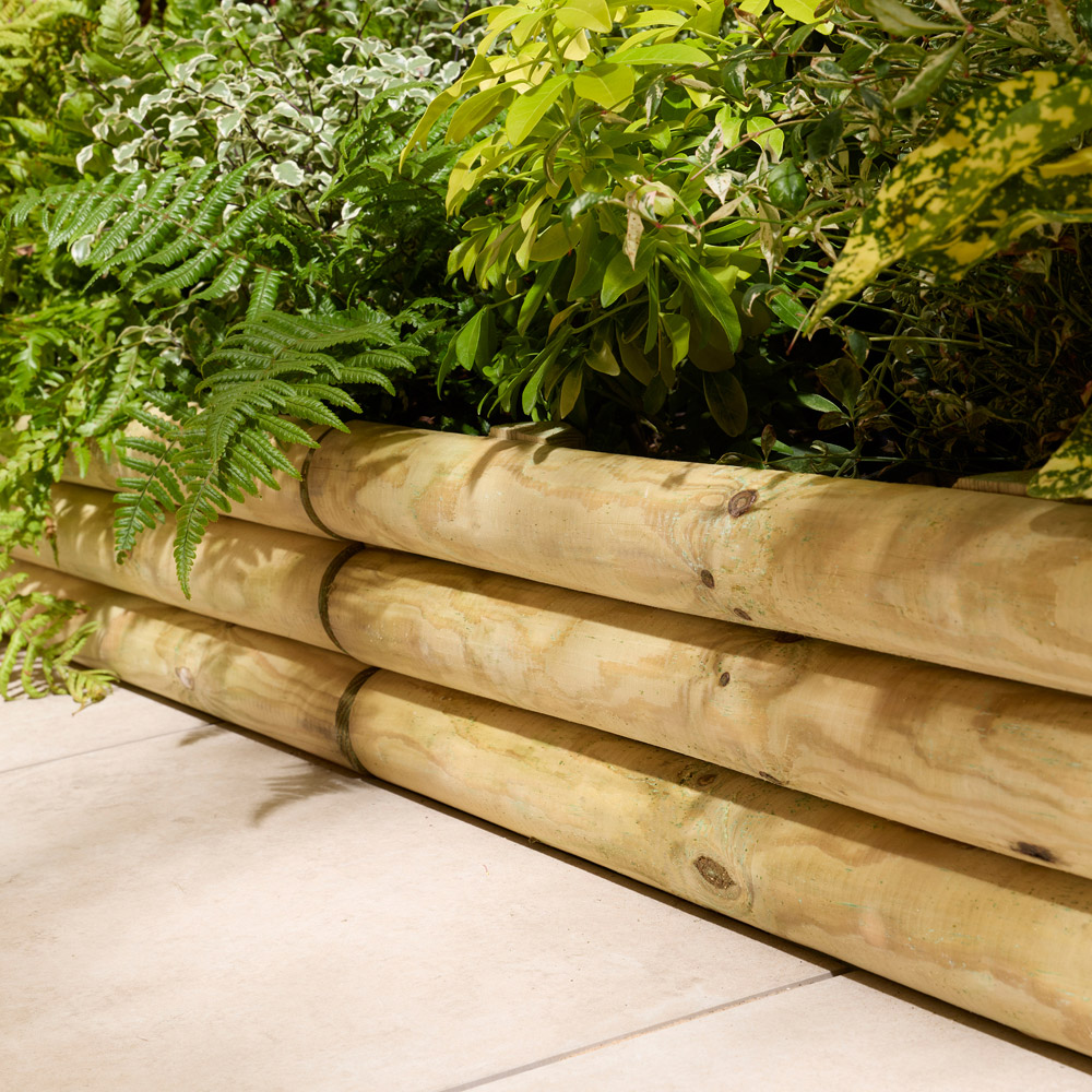 Rowlinson 18 x 100cm 2 Pack Horizontal Half-Round Log Lawn Edging Image 4