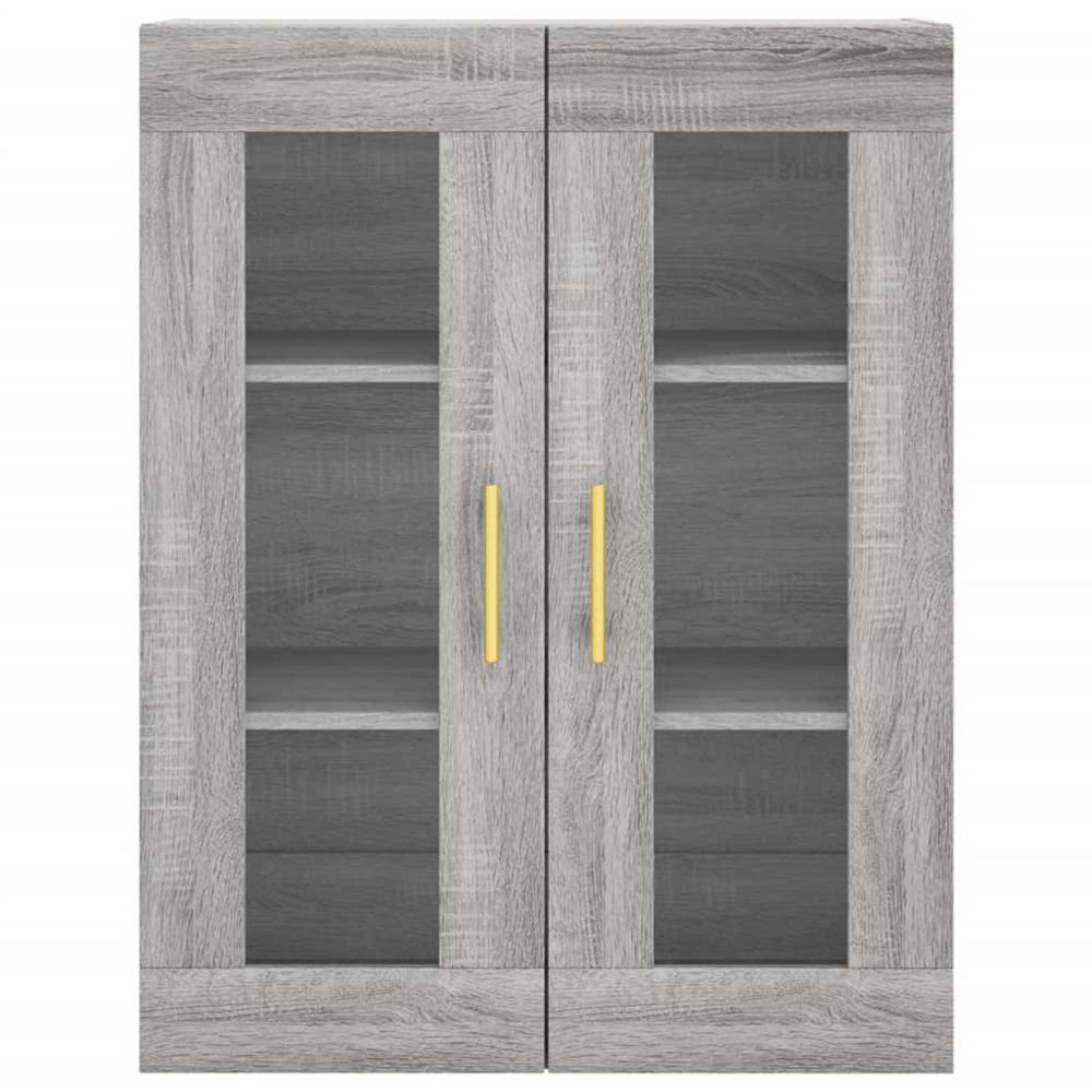 vidaXL 2 Glass Door Grey Sonoma Wall Mounted Cabinet Image 7
