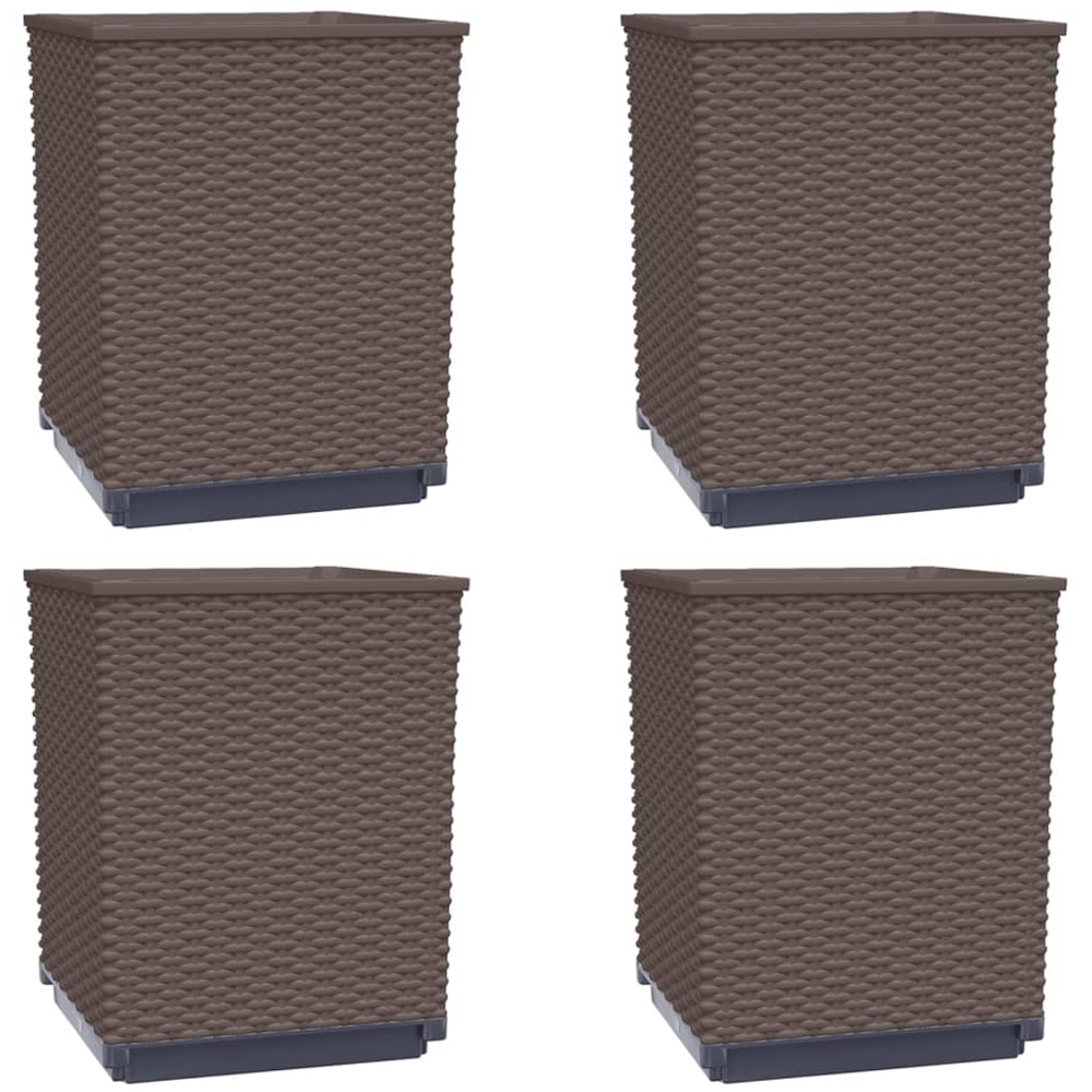 vidaXL Brown Plastic Garden Planter 30 x 30 x 37cm 4 Pack Image 4