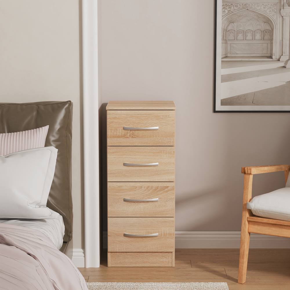 Crowndale Avin 4 Drawer Bardolino Oak Bedside Cabinet Image 7