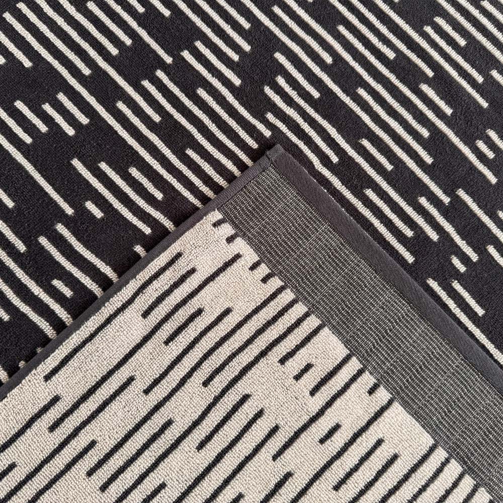 Allure Bath Fashions Pop Up Zero Twist Barcode Stripe Dark Steel Hand Towel 2 Pack Image 5